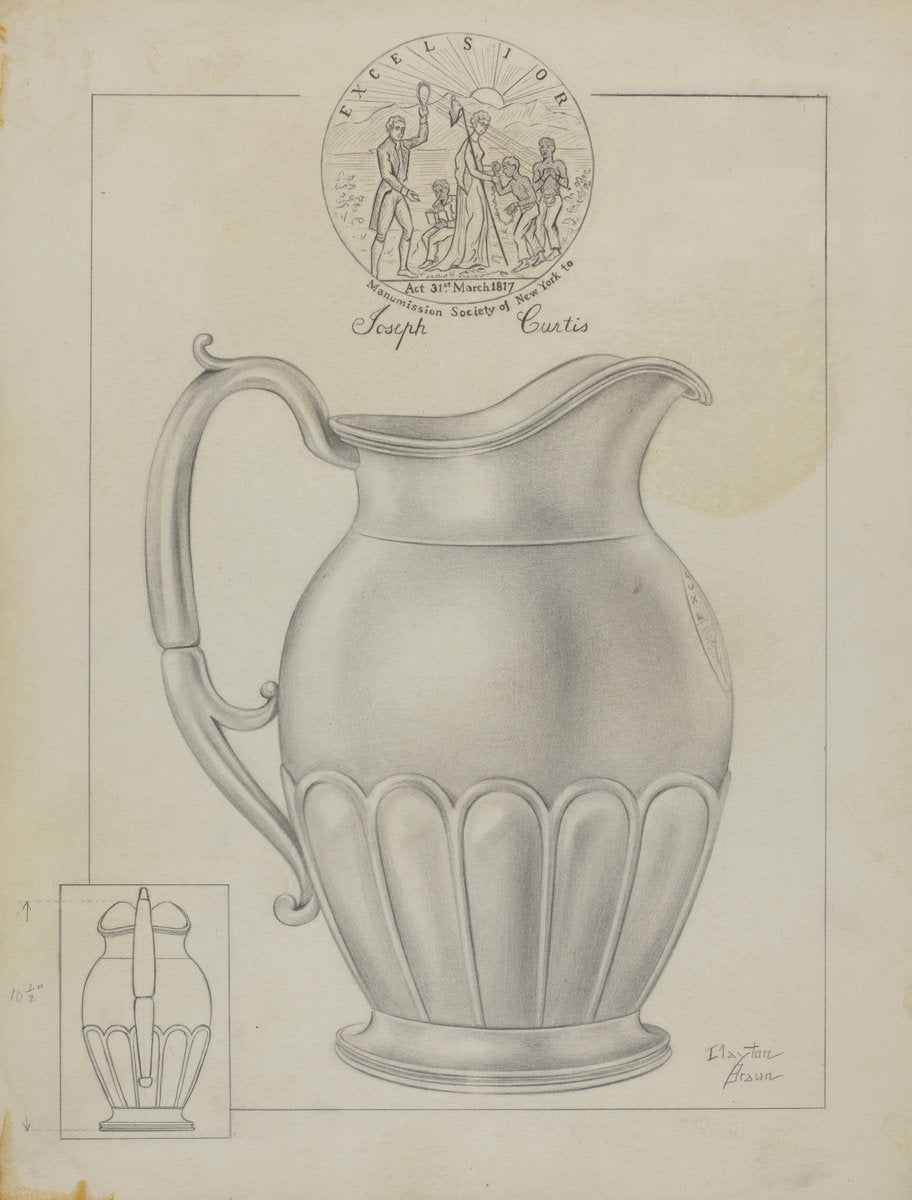 Silver Water Pitcher by Clayton Braun (American, active c. 1935), 16X12"(A3)Poster Print