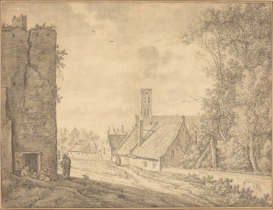 Village Landscape by Herman Saftleven (Dutch, 1609 - 1685), 16X12"(A3)Poster Print