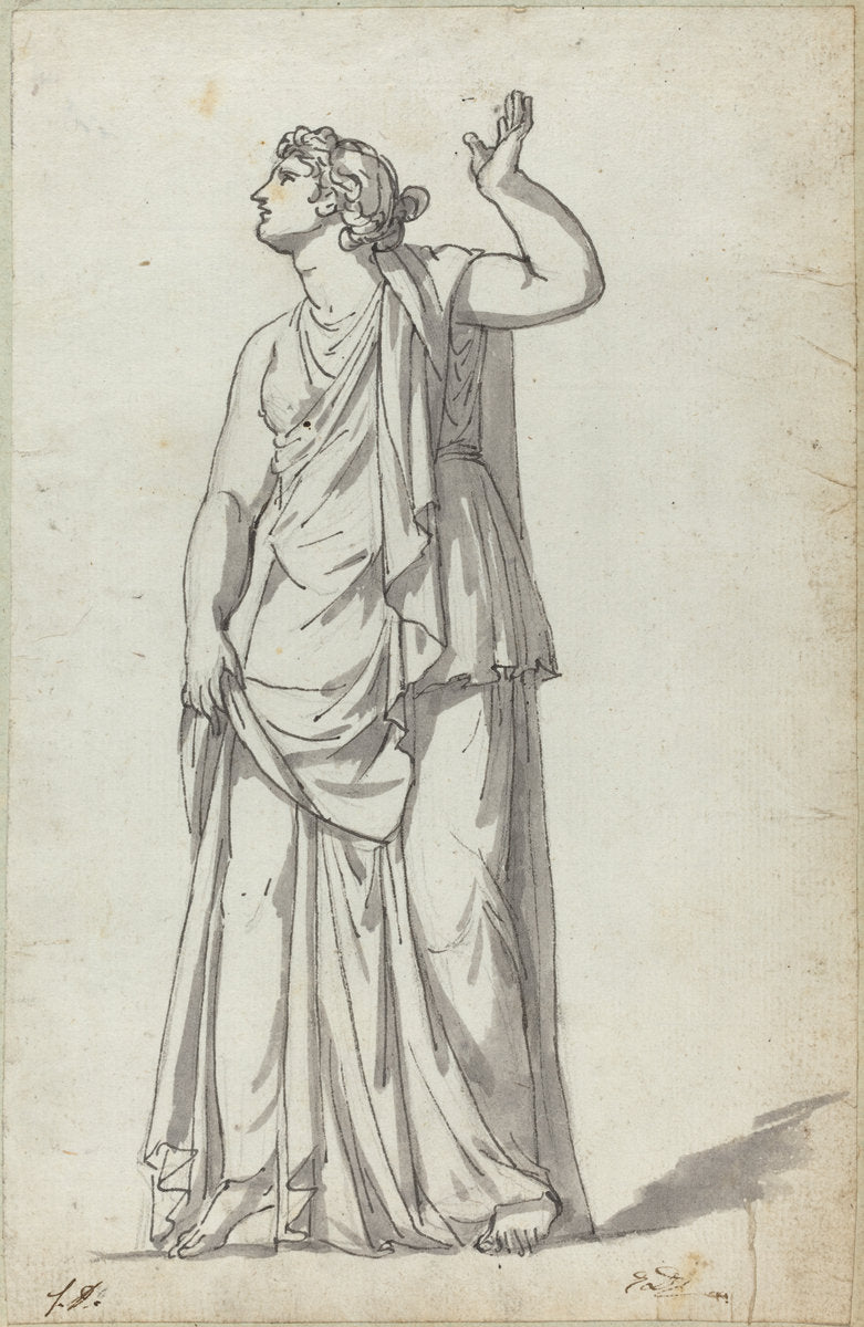 Roman Statue of a Muse (Anchyrrhoe) by Jacques-Louis David (French, 1748 - 1825), 16X12"(A3)Poster Print