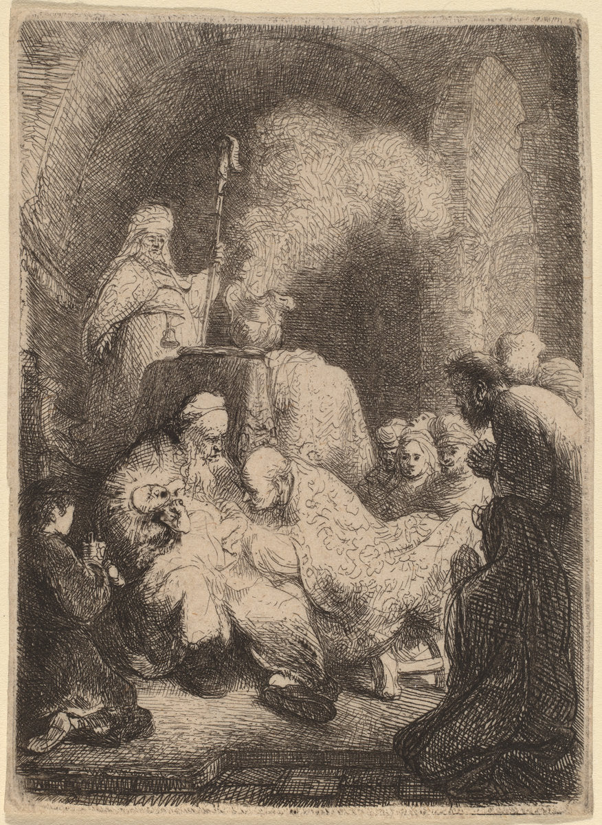 The Circumcision: Small Plate by Rembrandt van Rijn (Dutch, 1606 - 1669), 16X12"(A3)Poster Print