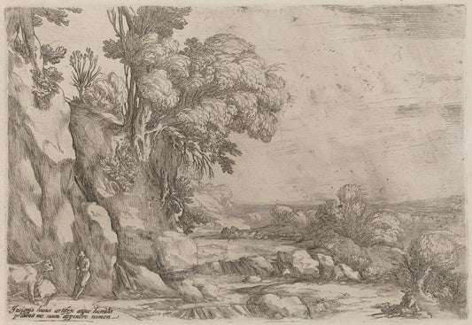 Landscape with Resting Herdsmen by Ercole Bazicaluva (Italian, c. 1610 - 1661 or after), 16X12"(A3)Poster Print