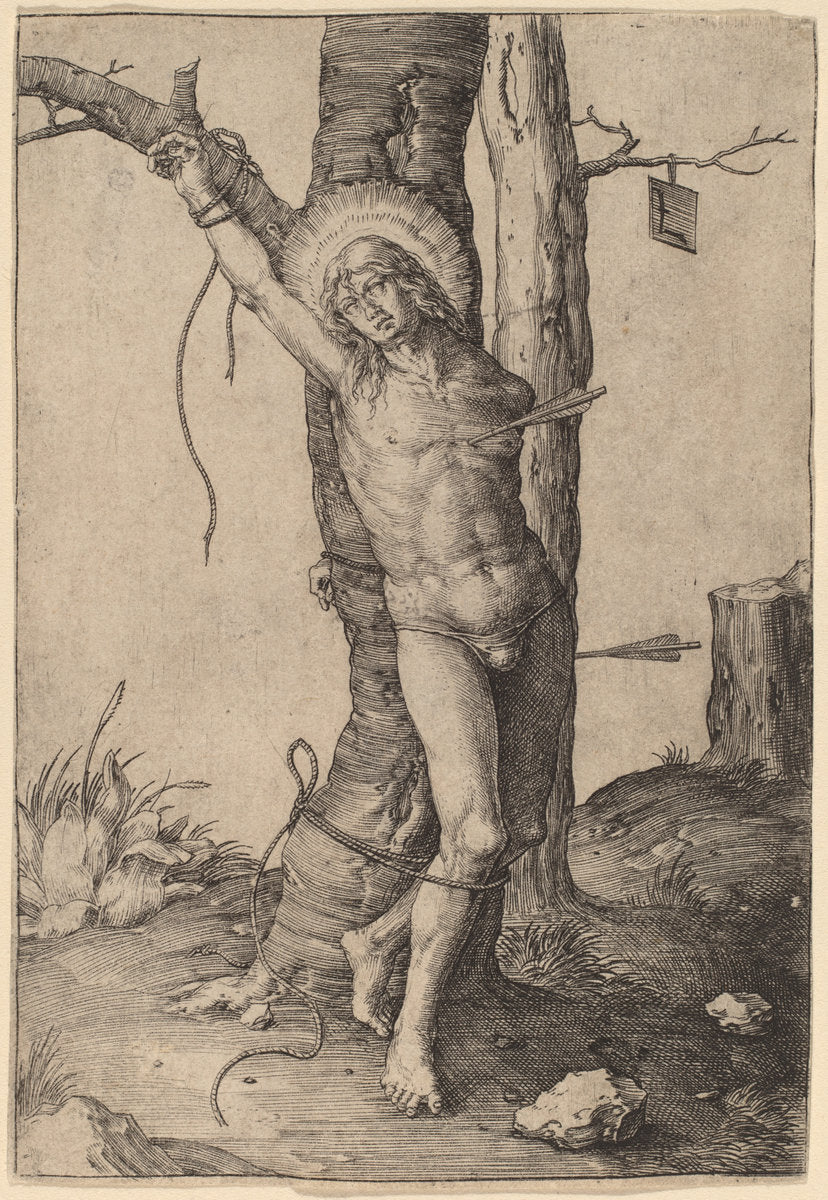 Saint Sebastian by Lucas van Leyden (Netherlandish, 1489/1494 - 1533), 16X12"(A3)Poster Print