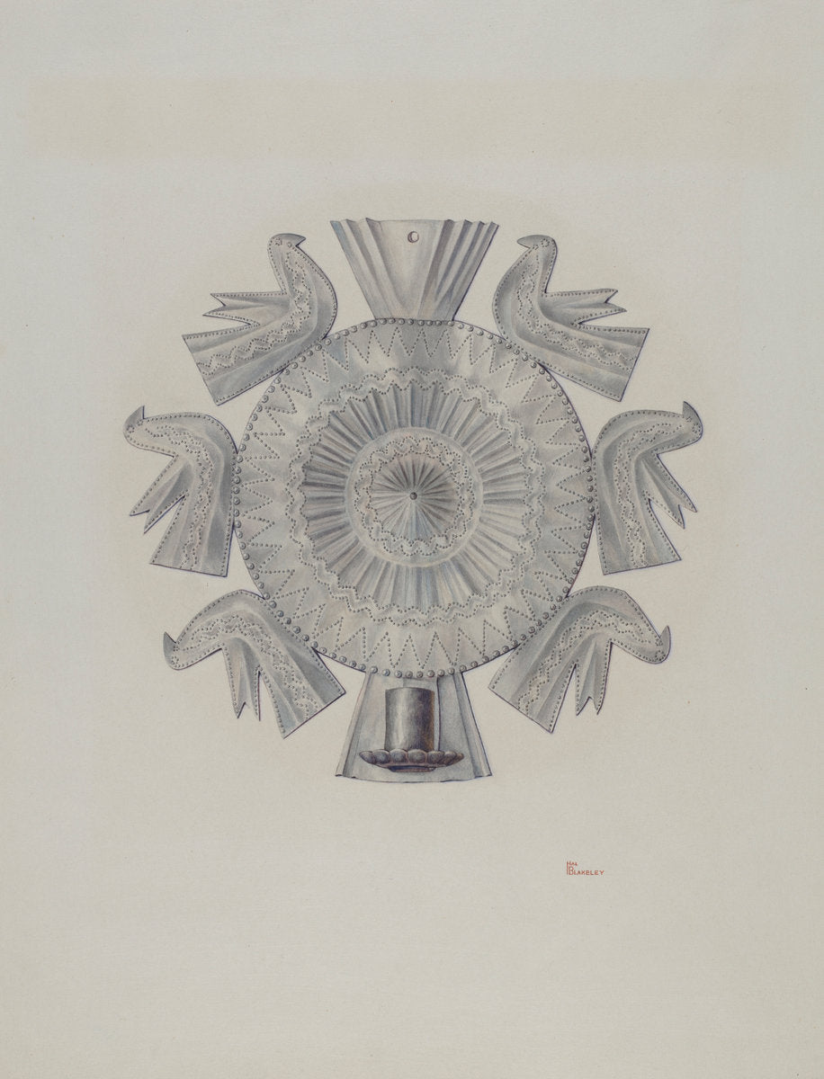 Cut Tin Candleholder by Hal Blakeley (American, active c. 1935), 16X12"(A3)Poster Print