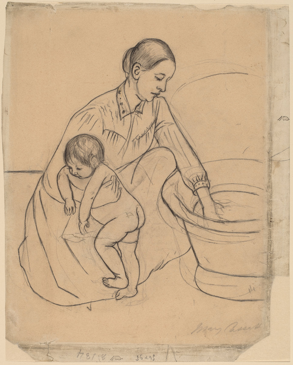 The Bath [recto] by Mary Cassatt (American, 1844 - 1926), 16X12"(A3)Poster Print