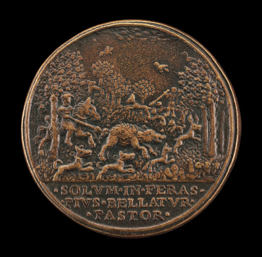 Boar Hunt [reverse] by Girolamo Paladino (Roman, 1647 - 1689), 16X12"(A3)Poster Print