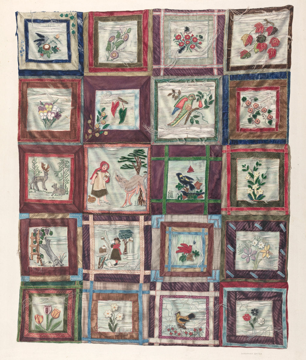 Appliqued Quilt by Dorothea Bates (American, active c. 1935), 16X12"(A3)Poster Print