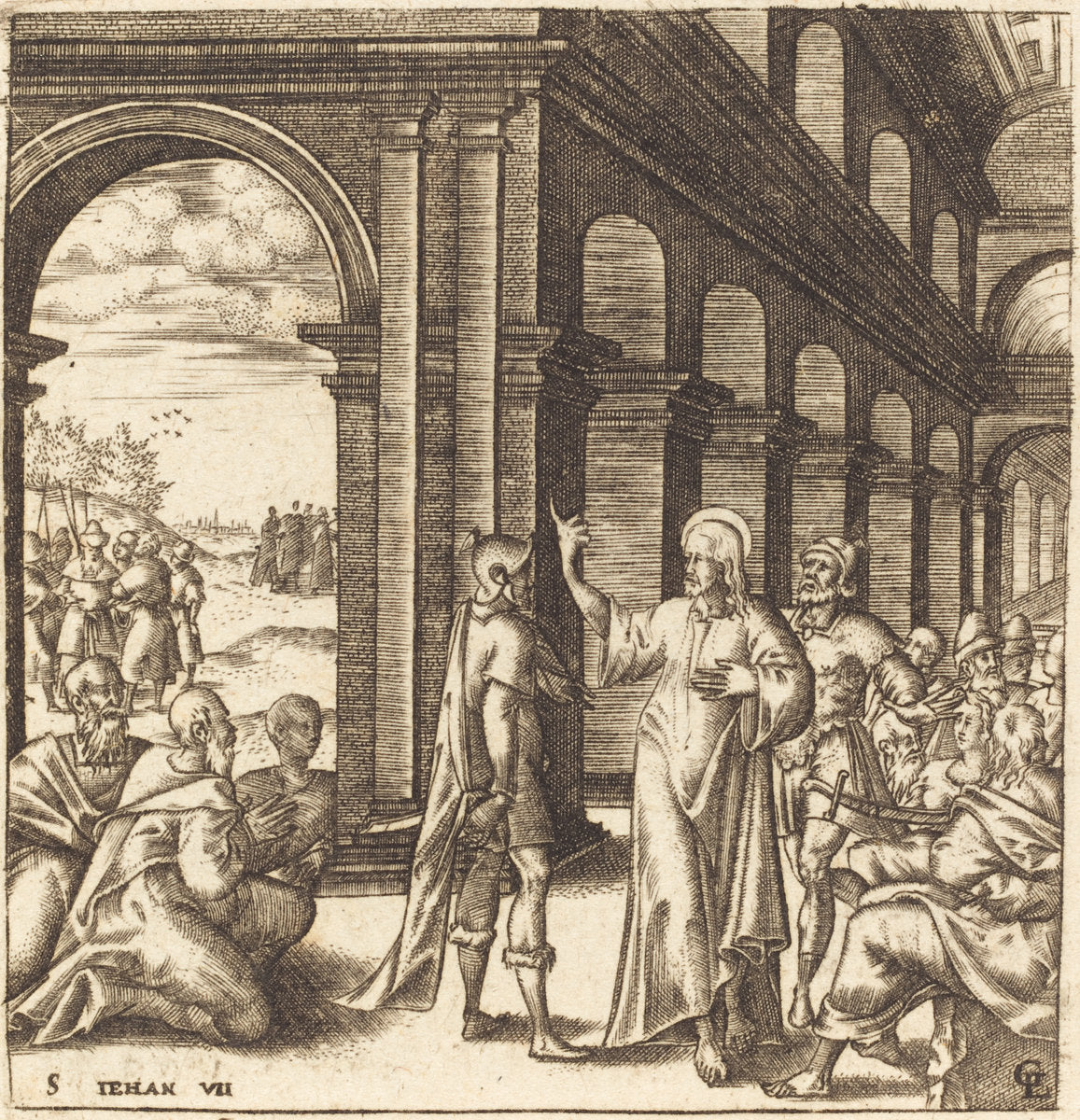 Christ at the Feast of Tabernacles by Léonard Gaultier (French, 1561 - 1641), 16X12"(A3)Poster Print