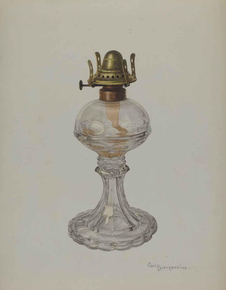 Glass Oil Lamp by Carl Buergerniss (American, 1877 - 1956), 16X12"(A3)Poster Print