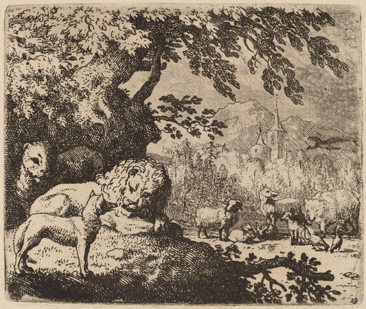 Reynard in Council with the Lion and Lioness by Allart van Everdingen (Dutch, 1621 - 1675), 16X12"(A3)Poster Print