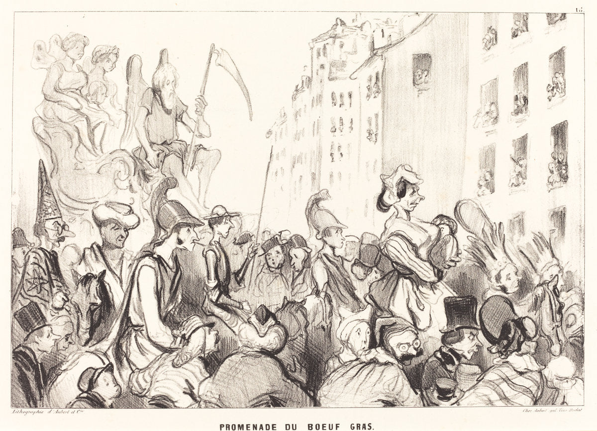 Promenade du Boeuf gras by Honoré Daumier (French, 1808 - 1879), 16X12"(A3)Poster Print