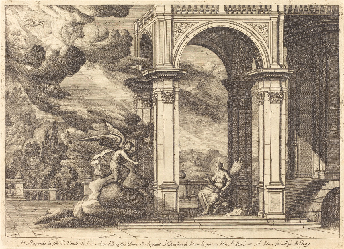 The Annunciation by Henri Mauperche (French, c. 1602 - 1686), 16X12"(A3)Poster Print