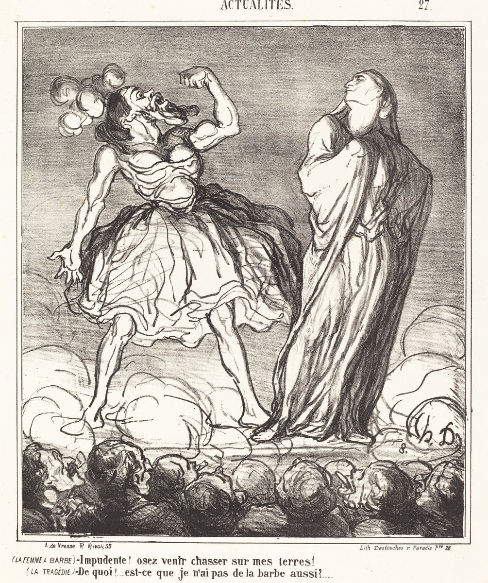 La Femme a barbe by Honoré Daumier (French, 1808 - 1879), 16X12"(A3)Poster Print