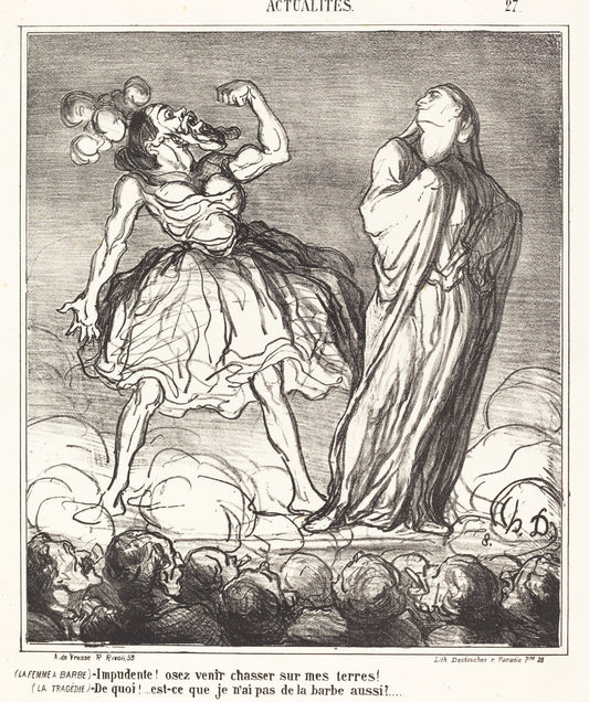 La Femme a barbe by Honoré Daumier (French, 1808 - 1879), 16X12"(A3)Poster Print