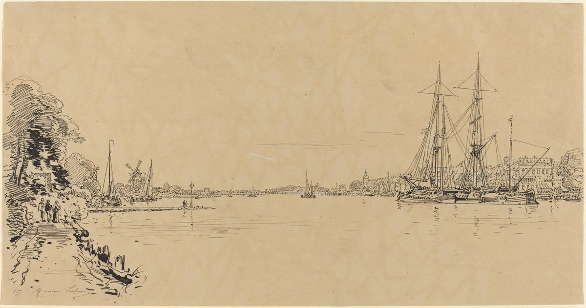 Dutch View by Maxime Lalanne (French, 1827 - 1886), 16X12"(A3)Poster Print
