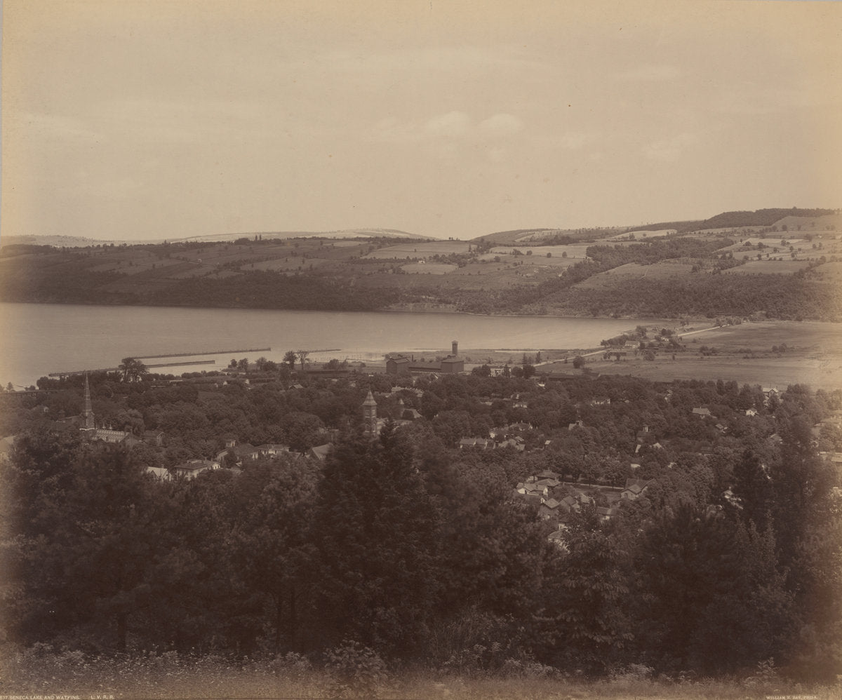 Seneca Lake and Watkins by William H. Rau (American, 1855 - 1920), 16X12"(A3)Poster Print