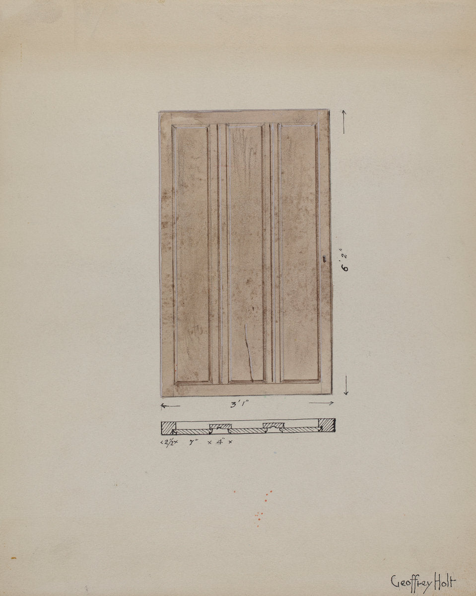 One of Original Inside Doors to Sacristy by Geoffrey Holt (American, active c. 1935), 16X12"(A3)Poster Print