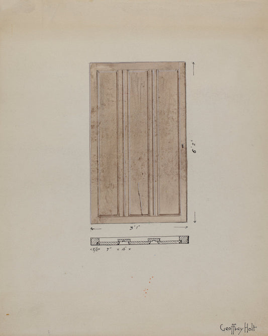 One of Original Inside Doors to Sacristy by Geoffrey Holt (American, active c. 1935), 16X12"(A3)Poster Print