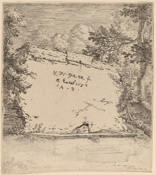 Title Page with Fountain by Karel Dujardin (Dutch, c. 1622 - 1678), 16X12"(A3)Poster Print