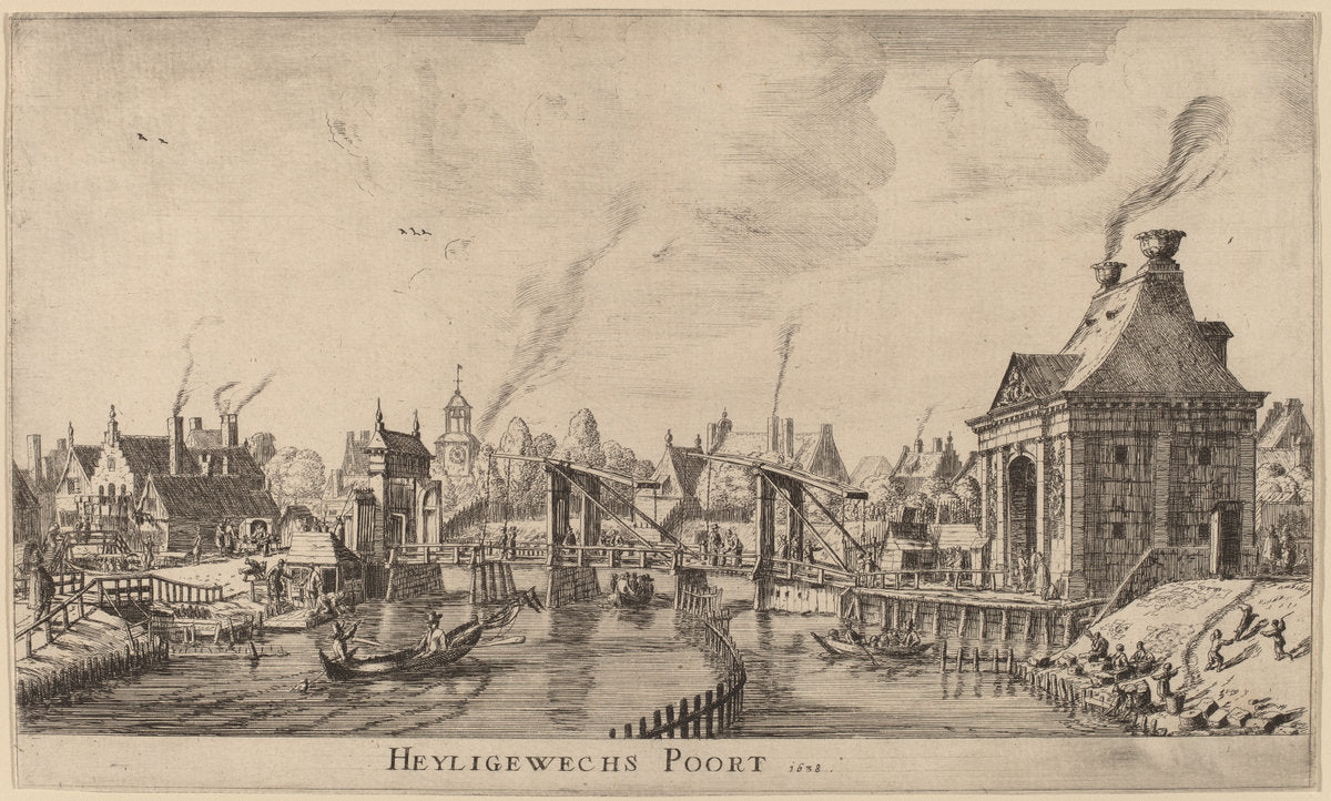 Heyligeweg Gate (Heyligewechs Poort) by Reinier Nooms, called Zeeman (Dutch, 1623 or 1624 - 1664), 16X12"(A3)Poster Print