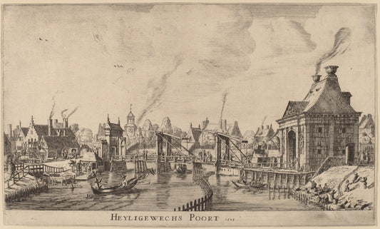 Heyligeweg Gate (Heyligewechs Poort) by Reinier Nooms, called Zeeman (Dutch, 1623 or 1624 - 1664), 16X12"(A3)Poster Print