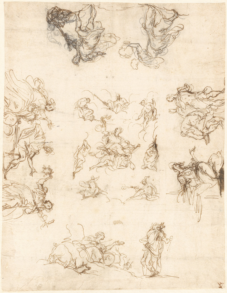 A Compartmented Ceiling with Allegories and Myths by Alessandro Maganza (Venetian, 1556 - 1640), 16X12"(A3)Poster Print