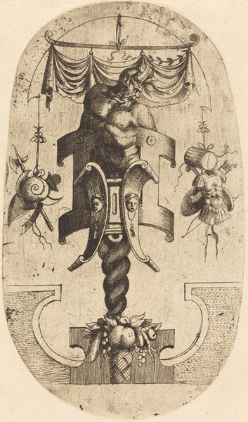Satyr Bending Towards the Right by Jean Mignon (French, active 1543 - active c. 1545), 16X12"(A3)Poster Print