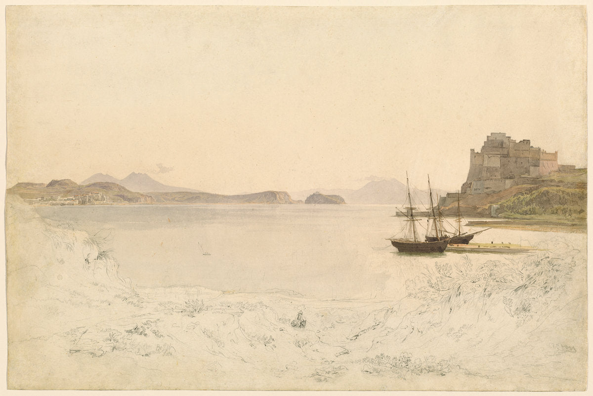 The Gulf of Pozzuoli by Johann Heinrich Schilbach (German, 1798 - 1851), 16X12"(A3)Poster Print