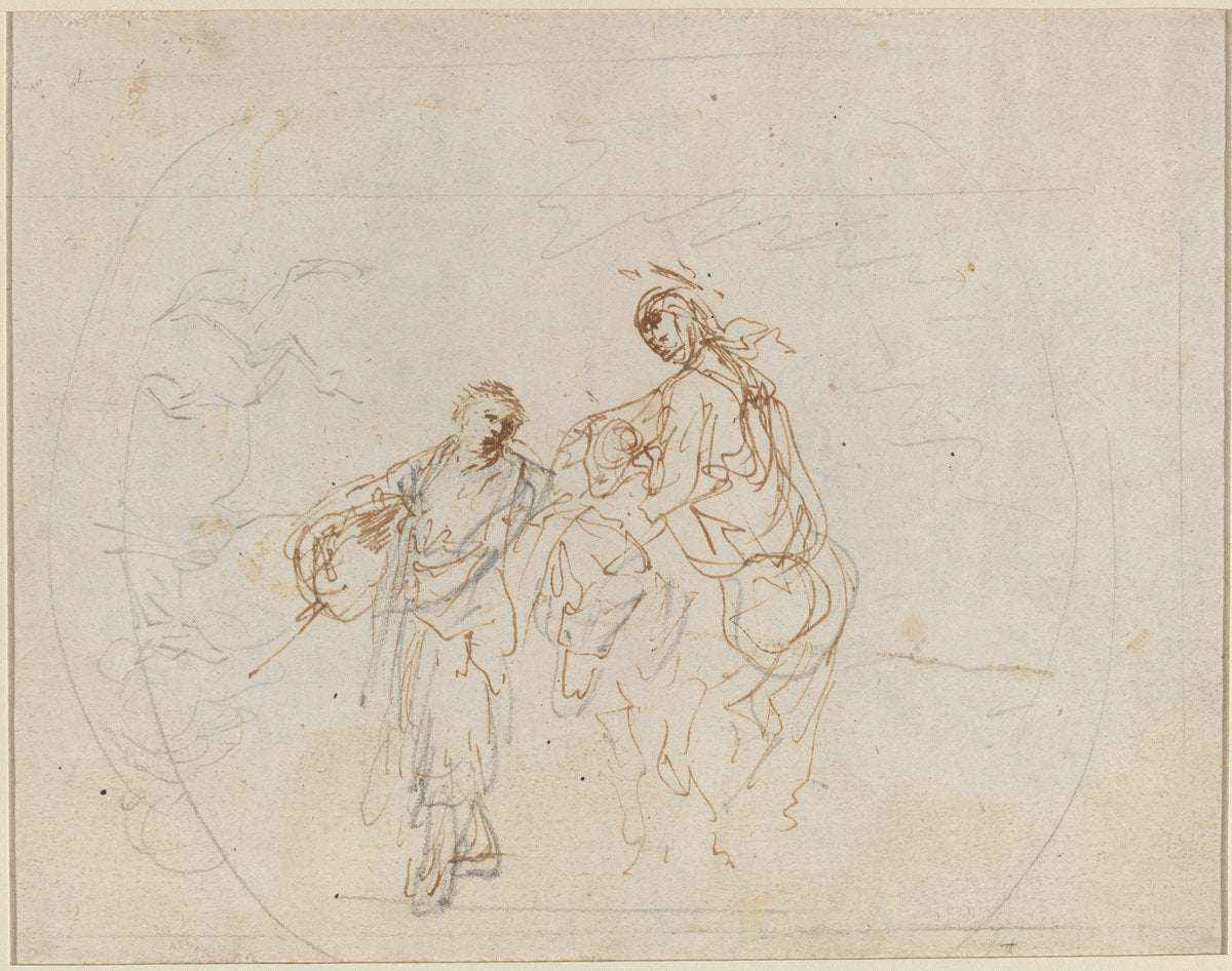The Flight into Egypt [verso] by Stefano Della Bella (Italian, 1610 - 1664), 16X12"(A3)Poster Print