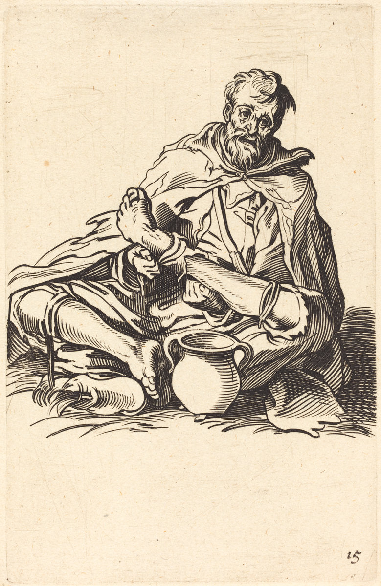 etching by after Jacques Callot (The Sick Man), 16X12"(A3)Poster Print