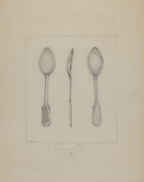 Small Pewter Spoon by Henry Meyers (American, active c. 1935), 16X12"(A3)Poster Print
