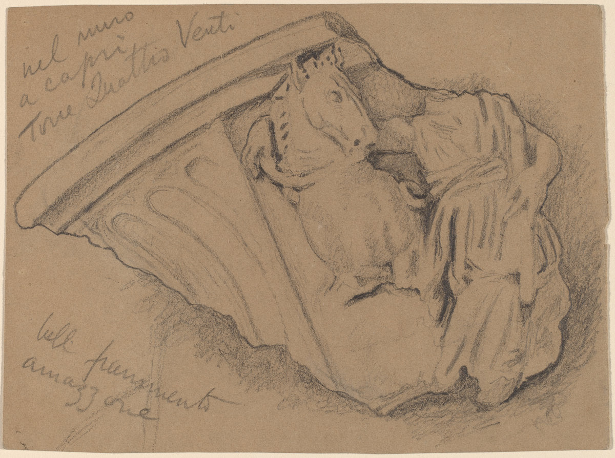 Sketch of a Fragment from a Wall in Capri by Elihu Vedder (American, 1836 - 1923), 16X12"(A3)Poster Print