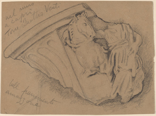 Sketch of a Fragment from a Wall in Capri by Elihu Vedder (American, 1836 - 1923), 16X12"(A3)Poster Print