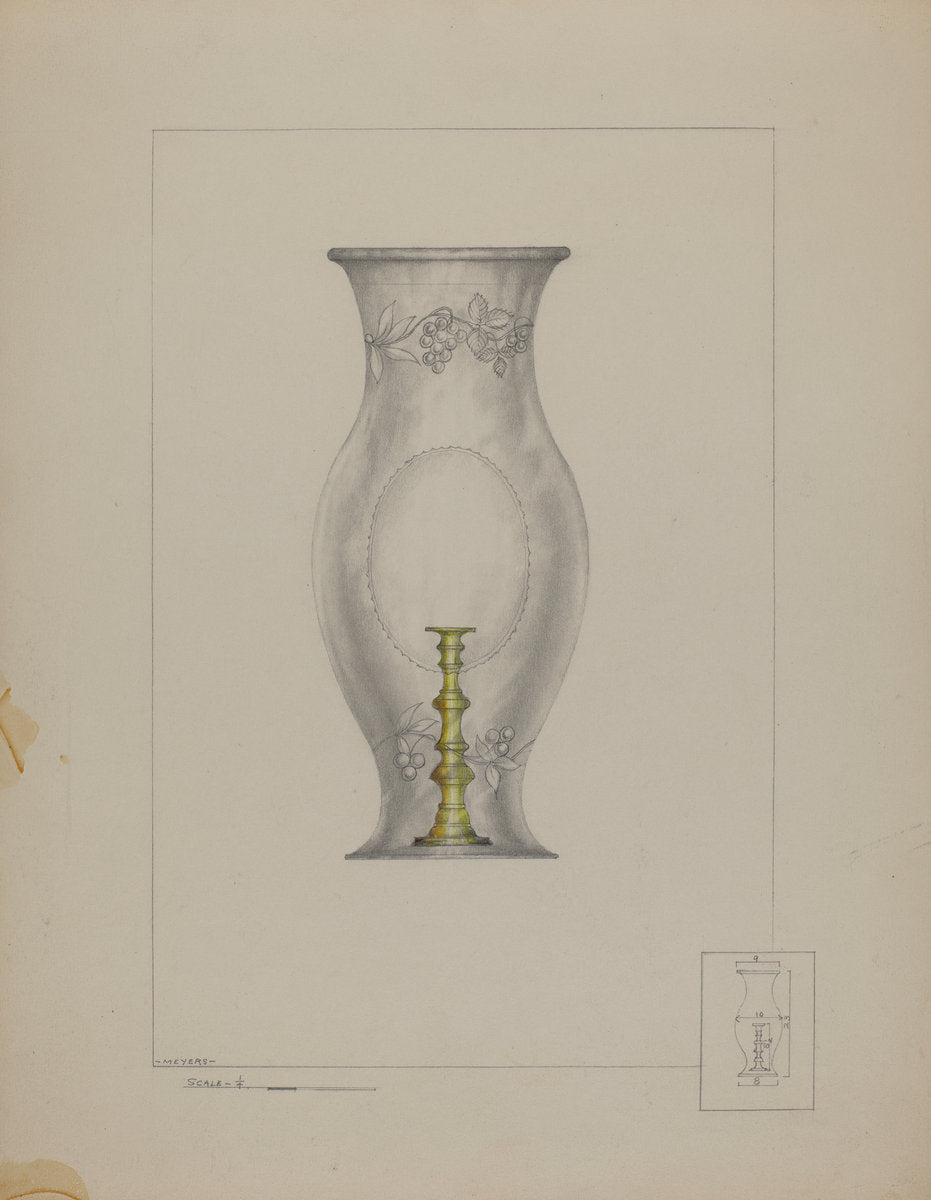 Hurricane Shade and Candlestick by Henry Meyers (American, active c. 1935), 16X12"(A3)Poster Print