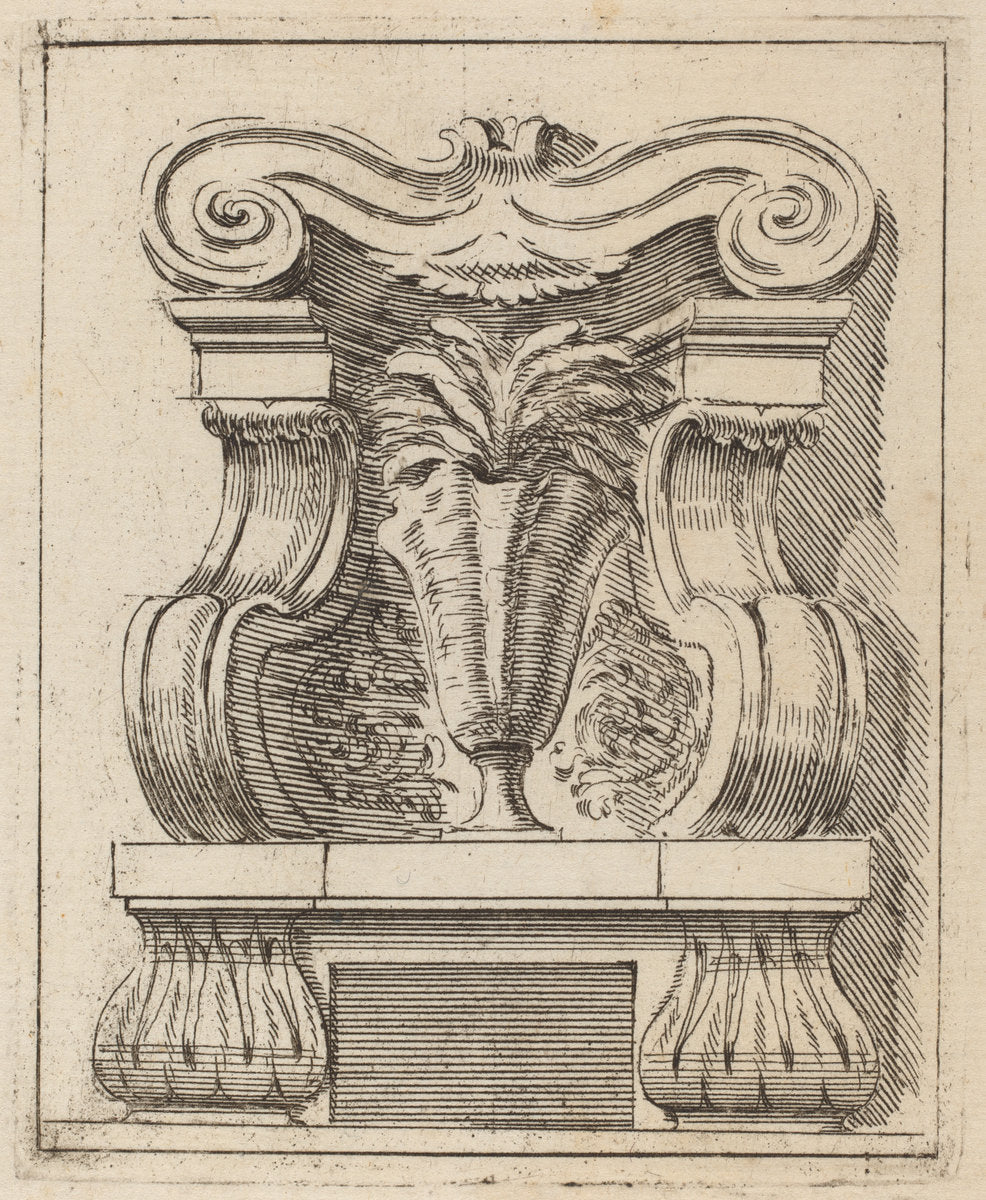Architectural Motif with a Vase by Carlo Antonio Buffagnotti (Italian, c. 1660 - after 1710), 16X12"(A3)Poster Print