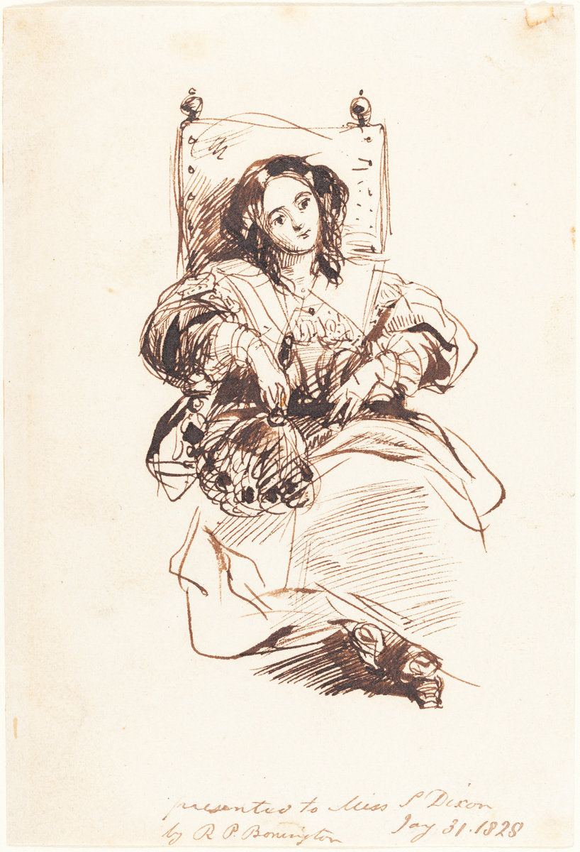 Sketch of a Woman by Richard Parkes Bonington (British, 1802 - 1828), 16X12"(A3)Poster Print