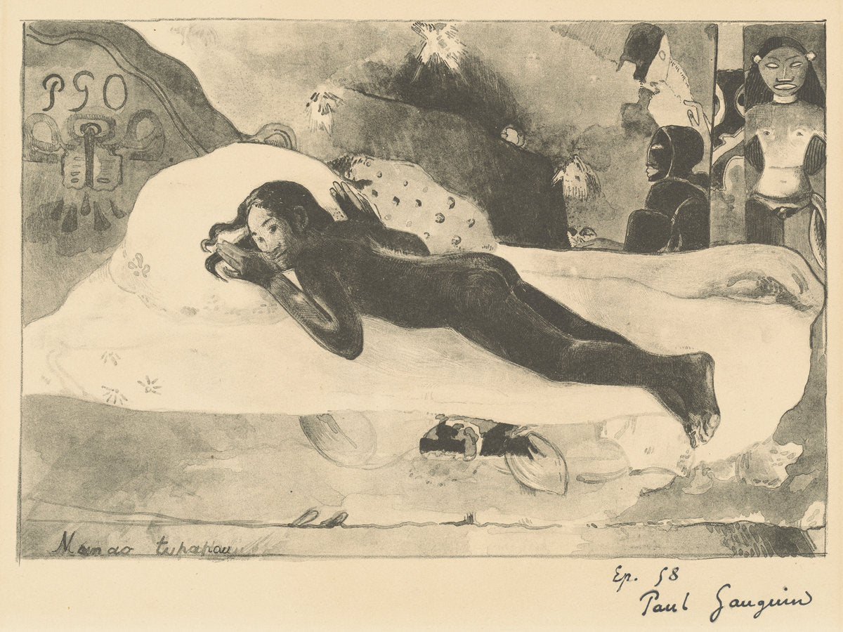 Manao Tupapau (She is Haunted by a Spirit) by Paul Gauguin (French, 1848 - 1903), 16X12"(A3)Poster Print
