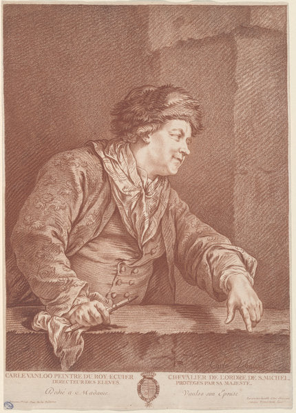 Carle Van Loo by Gilles Demarteau, the Elder, after Carle Van Loo (French, 1722 - 1776), 16X12"(A3)Poster Print