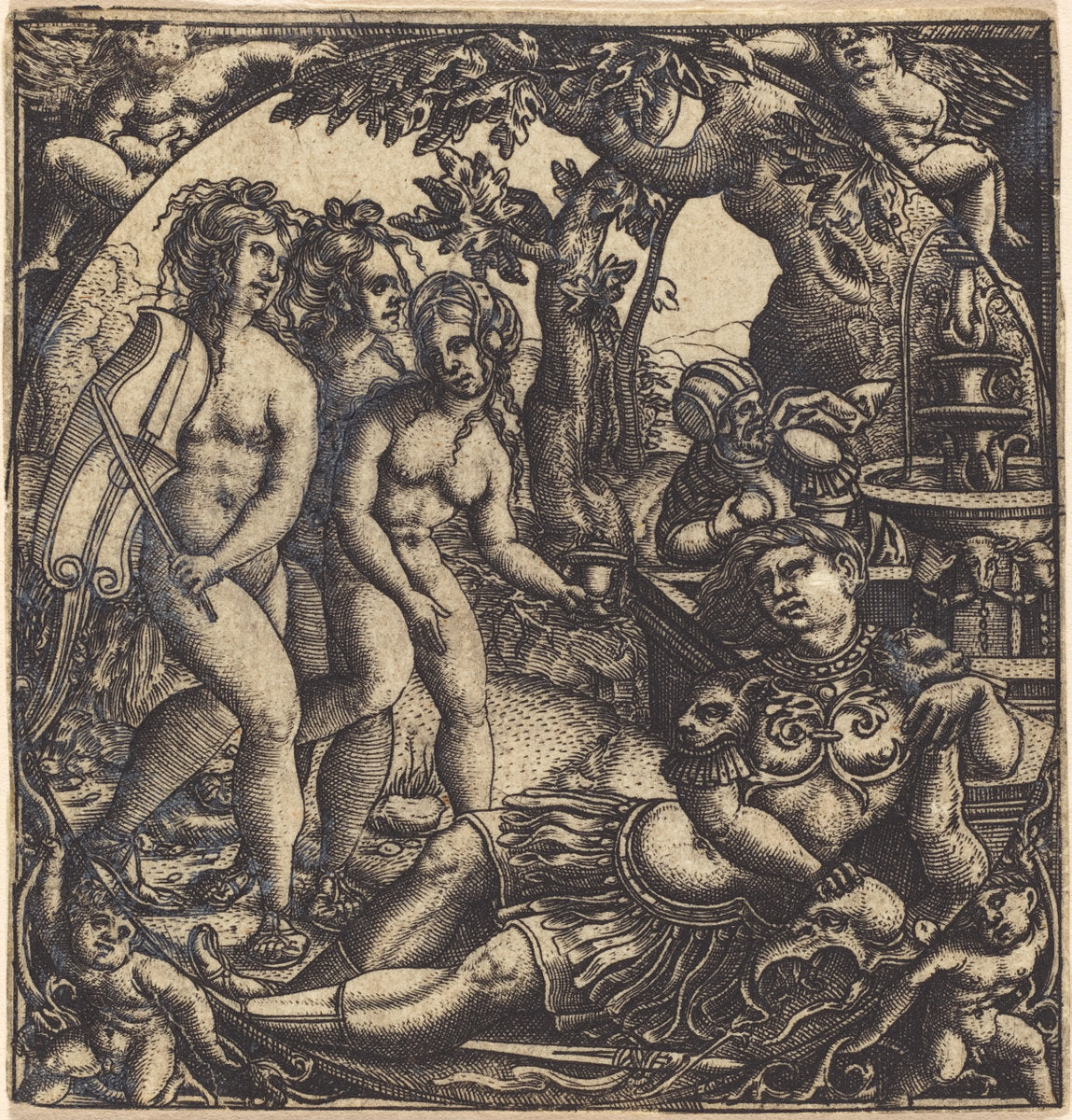 engraving by French 16th Century (The Judgment of Paris), 16X12"(A3)Poster Print