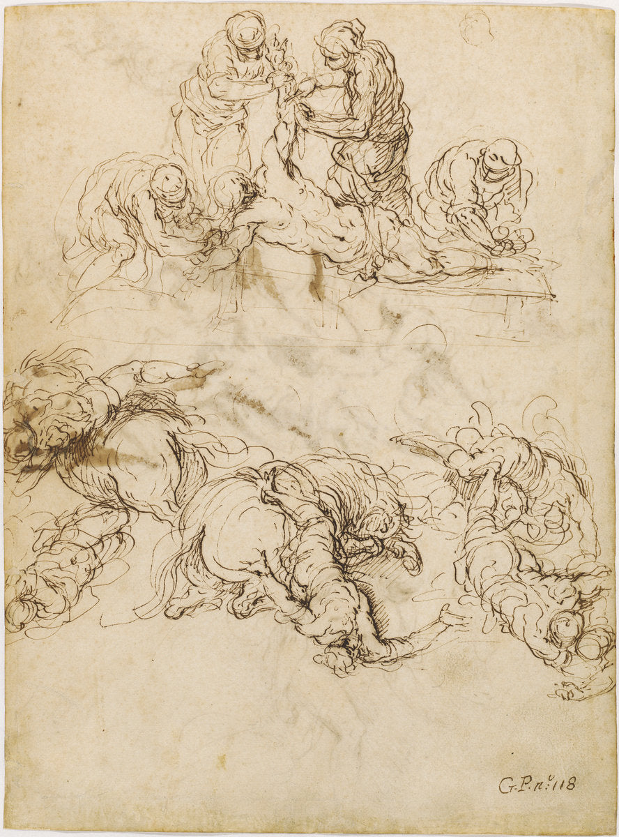 The Martyrdom of Saint Bartholomew; The Conversion of Saint Paul by Jacopo Palma il Giovane (Venetian, 1544 or 1548 - 1628), 16X12"(A3)Poster Print