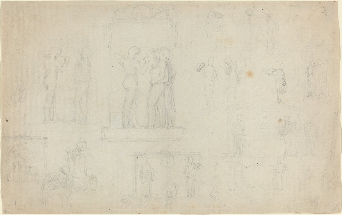 Sheet of Sketches [recto and verso] by John Flaxman (British, 1755 - 1826), 16X12"(A3)Poster Print