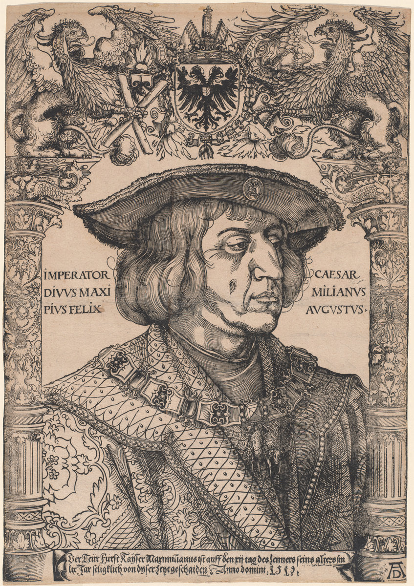 Emperor Maximilian I by Hans Weiditz, II, after Albrecht Dürer (German, 1500 or before - c. 1536), 16X12"(A3)Poster Print