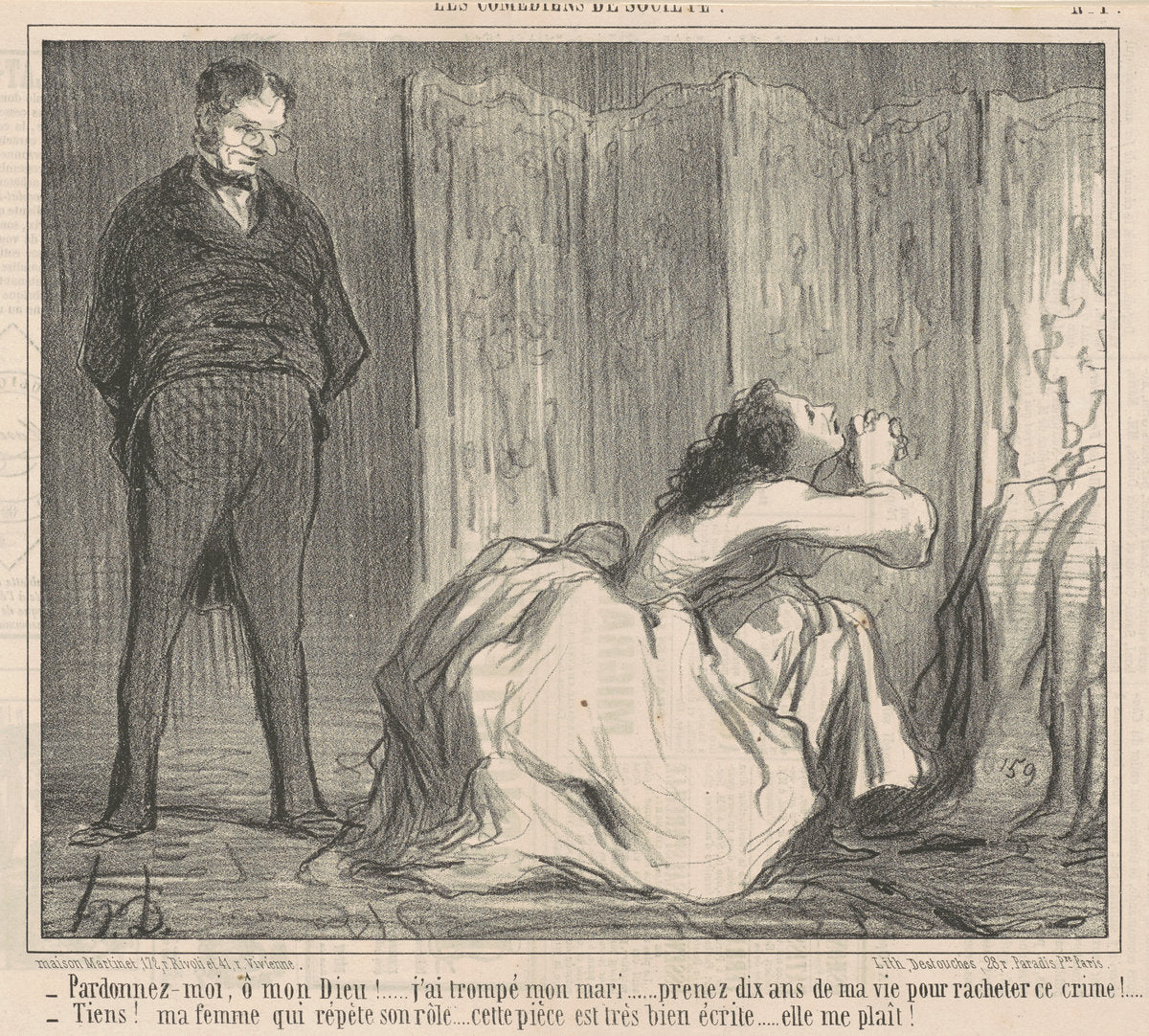 Pardonnez-moi, o mon dieu! ... by Honoré Daumier (French, 1808 - 1879), 16X12"(A3)Poster Print