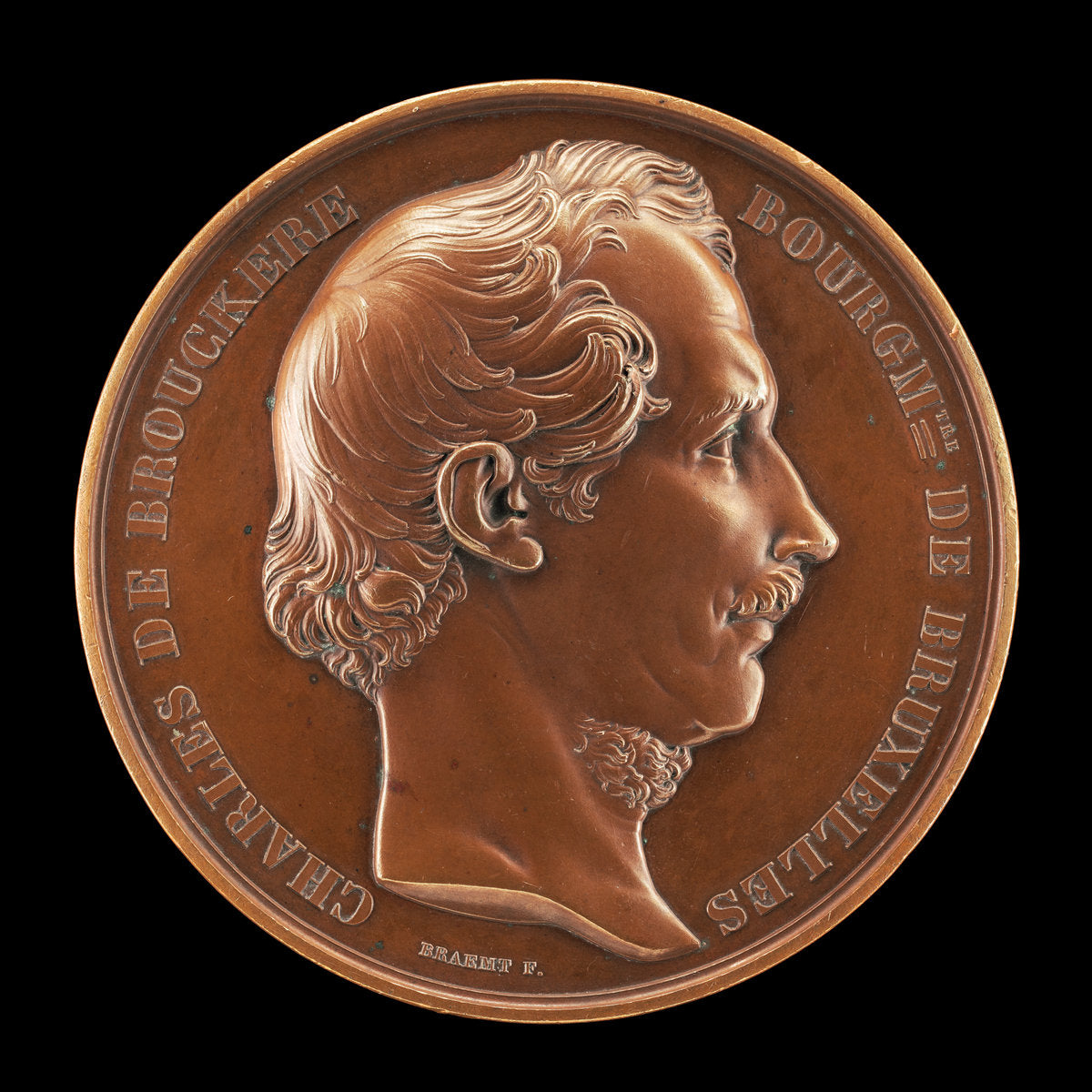Charles de Brouckère, 1796-1860, Mayor of Brussels 1848 [obverse] by Joseph Pierre Braemt (Belgian, 1796 - 1864), 16X12"(A3)Poster Print