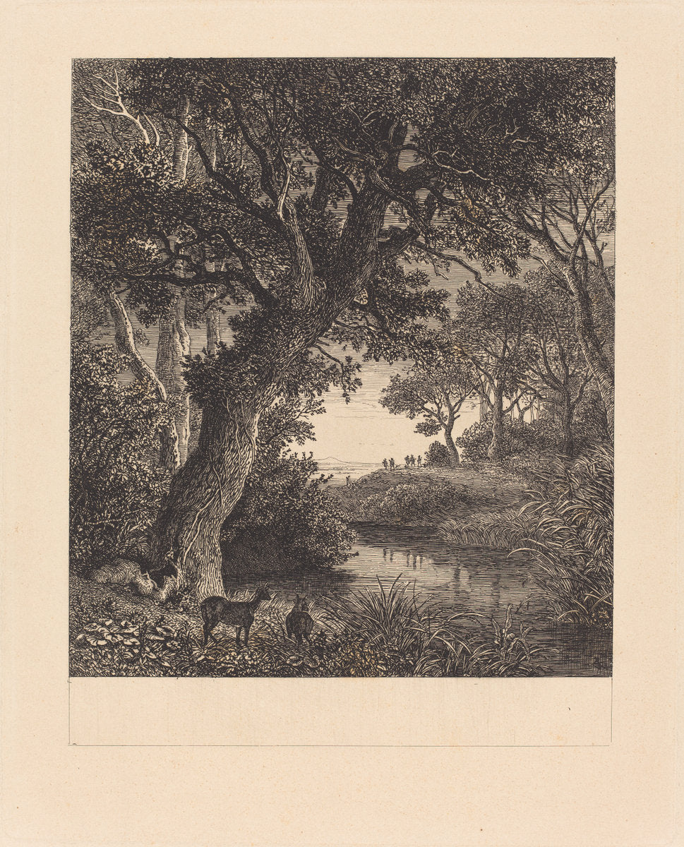 Hunters Leaving a Forest by Johann Wilhelm Schirmer (German, 1807 - 1863), 16X12"(A3)Poster Print
