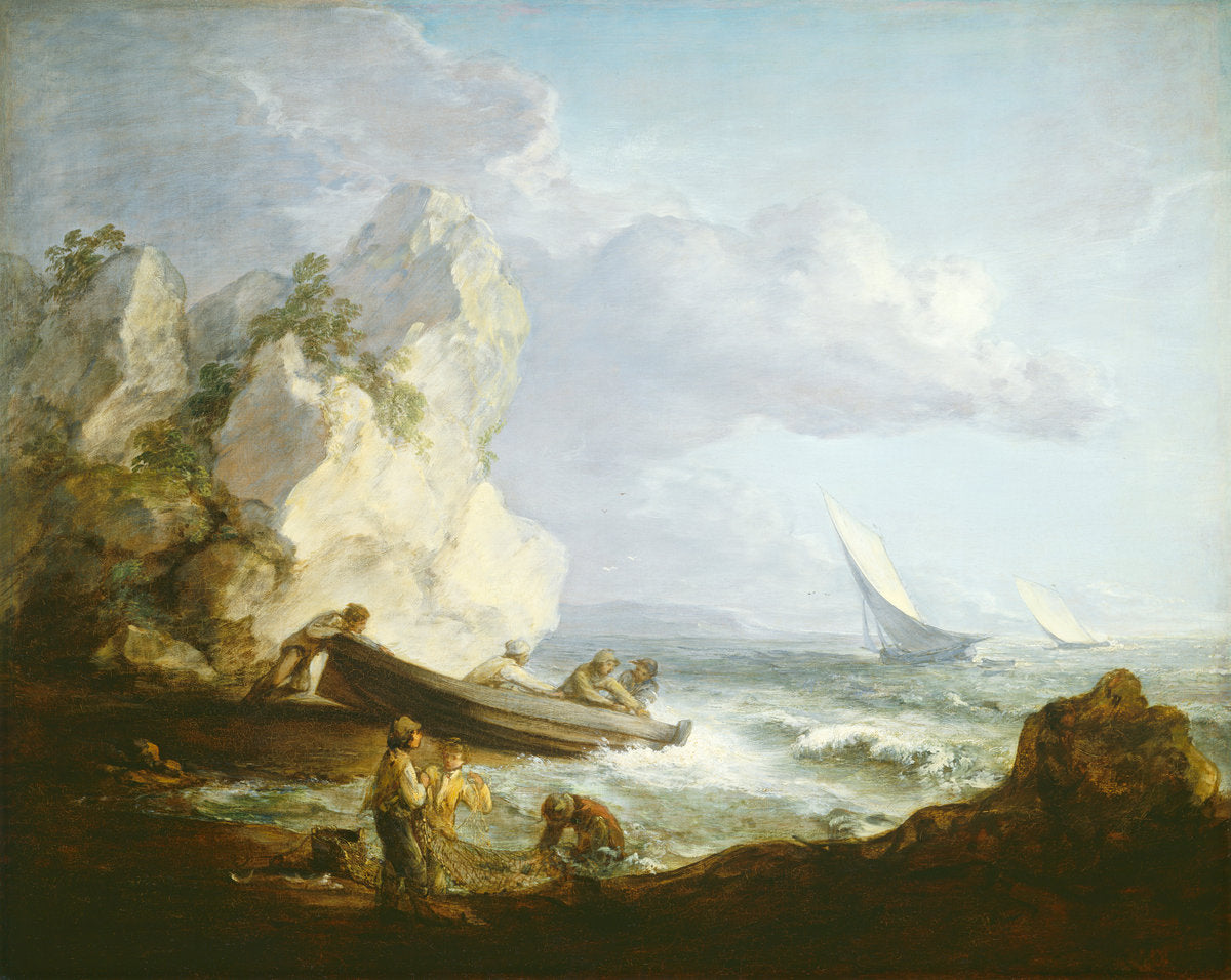 Seashore with Fishermen by Thomas Gainsborough (British, 1727 - 1788), 16X12"(A3)Poster Print