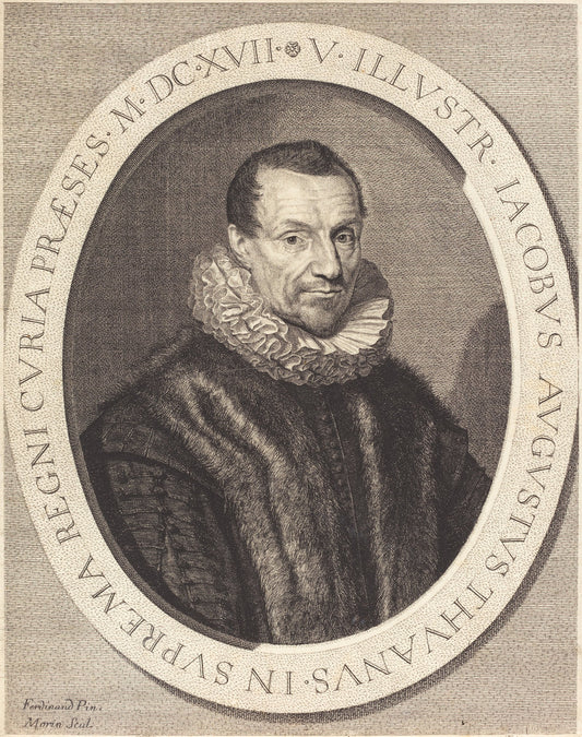 Jacques Auguste de Thou by Jean Morin after Louis Elle I (French, c. 1600 - 1650), 16X12"(A3)Poster Print
