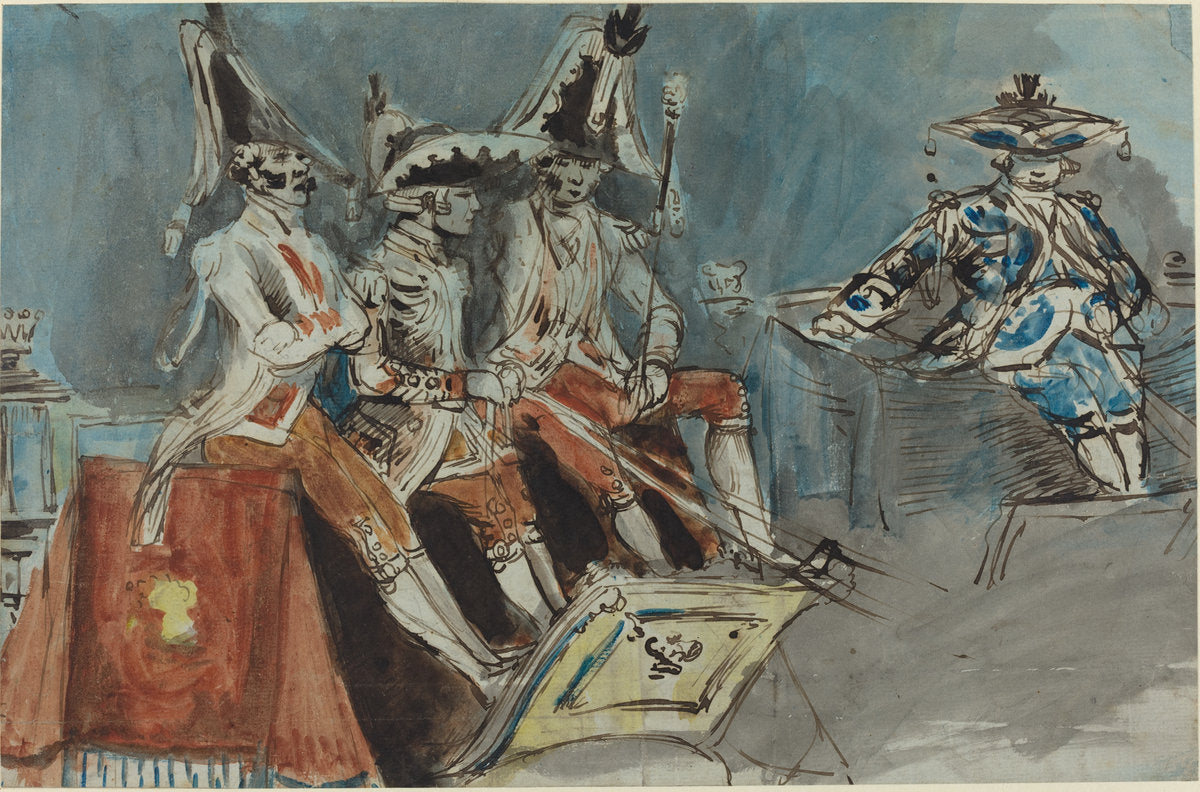 Coachmen by Attributed to Constantin Guys (French, 1805 - 1892), 16X12"(A3)Poster Print