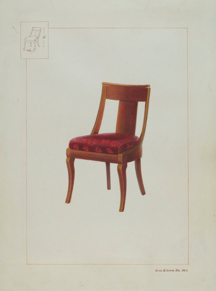 Mahogany chair by James M. Lawson (American, active c. 1935), 16X12"(A3)Poster Print