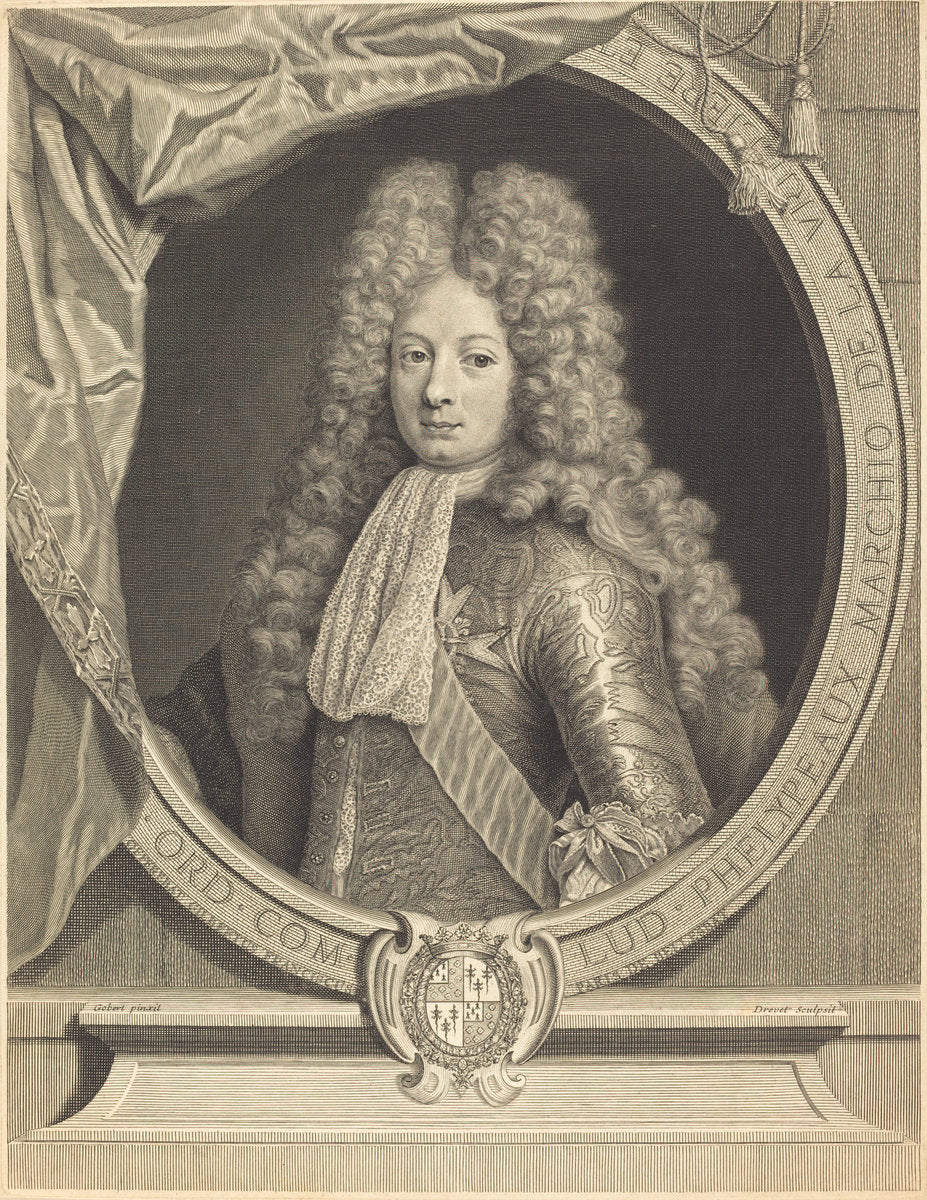 Marquis de la Vrilliere by Pierre Drevet after Pierre Gobert (French, 1663 - 1738), 16X12"(A3)Poster Print