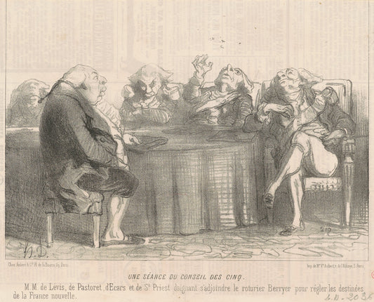 Une séance du conseil des cinq by Honoré Daumier (French, 1808 - 1879), 16X12"(A3)Poster Print